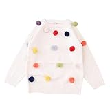 Burning Go　ニットセーター ポンポン付き 色の毛玉 子供服 長袖 編み物 綿 男女兼用 春秋冬