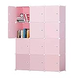 衣類収納ラック ワードローブ 収納棚 クローゼット 大容量 カバー付き 折り畳み式ワードローブ漫画のプラスチック製の子供 組み立て式 扉付き プラスチック 収納棚 2つ吊り棒があり 衣類ケース カバン 洋服 衣類収納