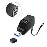 ALLVD USBハブ 3ポート USB3.0＋USB2.0コンボハブ 超小型 バスパワー usbハブ USBポート拡張 高速 軽量 コンパクト 携帯便利 1個入り (ブラック)