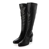 [デメテル] 7.5cmヒール ストレッチ ロングブーツ レディース 9100-L29 (ブラックスムース, medium)