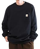 [カーハート] 胸ポケット付きクルーネックロンT メンズ 長袖 Tシャツ S ブラック