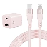 iphone 充電器 ケーブル セット pd充電器 20W 急速充電器 ipad 充電器 USB PD 対応 PSE技術基準適合 アイホン 充電 ACアダプター 電源アダプタ TYPE-C 充電 コード スマホ充電器 コンセント 電源アダプター iPad iPhone14 Pro 13 12 11 x 8 7mini Plus (ピンク, AC充電器+Type-C to ライトニング 1m)