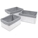W.C. Redmon 3-Piece Basket Storage Set with Grey Liners in White by Redmon