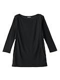 Angeliebe エンジェリーベ 産後用 Tシャツ 授乳服 綿 混 やわらか フライス ボート ネック 七分 袖 スリム カットソー 産後用用 ママ S ～ M ブラック 30067 3006730