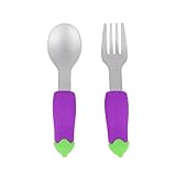 Baby Cool Vegetable Baby Training Fork and Spoon (2-Piece Set) Soft Non-Slip Design with Rounded Kid