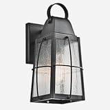 Kichler 49552BKT Tolerand 1-Light Exterior Wall Lantern and Clear Seedy Glass 12-Inch Textured Black