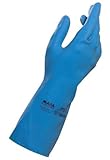 MAPA Classics L-200 Natural Latex Glove, Work, 0.018 Thickness, 12 Length, Size 11, Blue (Bag of 12 