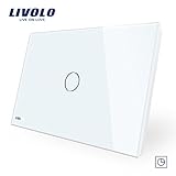 LIVOLO ホワイト米国標準1ギャング1 Way 30sタイマー遅延ウォールライトタッチスイッチでLEDインジケータAC110 – 220V、119mm*78mm、-C901T-11