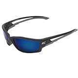 Edge Eyewear TSKAP218 Kazbek Polarized Safety Glasses, Black with Aqua Precision Blue Mirror Lens [並