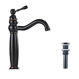 Aquafaucet Waterfall 注ぎ口 シングルハンドル バスルーム シンク 蛇口 洗面器 ミキサータップ ORBオイル仕上げ ブロンズ 洗面所 長い胴 9316-ORB