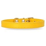 [LaLUCA GOODS] 犬 首輪 猫 首輪 鈴 定番 スタンダード PU レザー シンプル 小型犬 中型犬 ドッグ 散歩 カラフル からし色（鈴なし） S