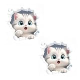 ZQX 車用デカール ねこ 可愛い 傷隠し ねこステッカー 日焼け止め 耐摩耗性 防水 車用デコレーション 3Dステッカー 2枚セット