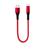 AXYO Type-C ケーブル 3A 急速充電ケーブル 高速データ転送 20cmモデル 短い USB-C 充電ケーブル 高耐久 ナイロン編み タイプCポートのデバイスに対応 0.2m レッド