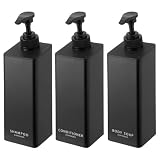 山崎実業 たっぷり洗剤が出るマグネットディスペンサー タワー tower シャンプー/コンディショナー/ボディソープ ブラック 3本セット【モノギャラリー限定クリアファイル付】