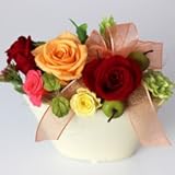 華やかなバラのアレンジメント　オーバル　枯れない魔法の花　プリザーブドフラワー