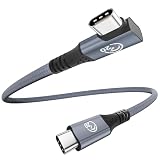 USB-C & USB-C ケーブル L字 0.3M USBC 3.2 Gen 2x2対応 4K@60Hz ビデオ出力 20Gbps高速転送 240W PD3.1急速充電 90度 Type-C 充電ケーブル タイプC コード E-Markerチップ搭載 高耐久ナイロン編組iPhone 17 16 Pro MacBook iPad Galaxy S26/S25等Type-C各種対応