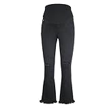 Zhhlaixing ベスト Spring Pregnant Women Pants Belly マタニティ パンツ Jeans Special Tassel Flare Trousers for A