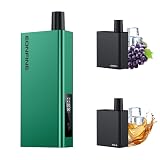 Eonfine 電子タバコ ベイプ 爆煙 パワー調節可能 vape 持ち運び シーシャ 30000口吸引可能 タバコカプセル対応 電子たばこ スターターキット 充電式 ニコチン タール無し 禁煙グッズ pod型 水蒸気たばこ 禁煙サポート 本体とカートリッジ*2（ミント+メロン）