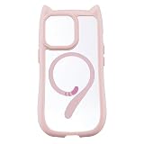 Case for 電話カバー iPhone 12/12Pro対応 アイフォン12/12プロ あいほん12/12ぷろケース薄型 可愛い猫耳 軽量 クリア MagSafeに対応 ワイアレス充電 保護 透明バック マグセーフ対応 磁石内蔵 男女兼用 落下防止 (B3-ピンク, iPhone 12 /iPhone 12 Pro 6.1インチに対応する)