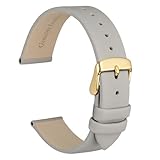 [WOCCI] 本革時計バンド 8mm カーフレザー 腕時計交換ベルト グレー ゴールドバックル