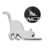 Futwod 車 エンブレム 猫 ステッカー ねこ かわいい 車用ステッカー おしゃれ 防水 3D 立体ステッカー ネコ シルエット 傷隠し シール 飾り 車アクセサリー 両面テープ キャット バッジ エンブレム 自動車 バイク 自転車 スーツケース パソコン デカール 金属製 シルバー 右背伸び猫