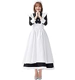 [TUTUJI] メイド服 ロング コスプレ衣装 クラシカル ロイヤルメイド レディース 大人用 イギリス風 フリル クラシカル 3点セット 制服 喫茶店 変装 エプロン ゴスロリ ロング ワンピース 洋風 コスチュームロングワンピース カチューシャ コスチューム ハロウィン レディース メンズ (L)