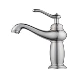 beelee bl6045 N-1 7.08 "シングルハンドルバスルームシンク蛇口洗面所蛇口Basin洗面化粧台シンク蛇口現代1つ穴デッキ量、ニッケルブラシ仕上げ