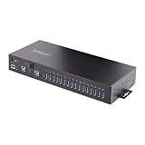 StarTech.com USB 3.0ハブ／16ポート（16x USB-A）／産業用メタル筐体／最大120W共有／ESD保護／PC2台切換／DIN・壁面・ラックマウント／工業用・業務用／Type-A 拡張 増設 USB マルチポート スプリッター 分配器 5G16AINDS-USB-A-HUB