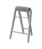ハイスツール 折りたたみ式 64cm 天然木×クッション座面 フットレスト付き 軽量 コンパクト収納 キッチン・洗面台用UNI-TITTO グレー