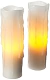 High Qualityandles-Melted Dripping Flickering Flameless Pillar Wax Candle With Timer,1.75x6 Inches,W