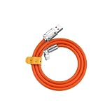 2本のUSB A to C充電ケーブル、1m/3.2フィート、1.5m/4.9フィート、2m/6.5フィート、ブルー/オレンジ/ブラック、ソフトシリコン素材、耐屈曲性