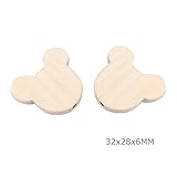 Mamimami Home 歯固め ベアヘッド ビーズ 32x28x6MM ハンドメード マウス型 天然木製 ビーズ DIY 噛がため　おしゃぶりチェーン ガラガラ　知育玩具 赤ちゃんのペンダント 2