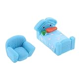 B Baosity ミニチュア　ベッド　ルーム家具　かわいい　植物園芸　小道具　全５色　ランドスケープ　装飾 - 青