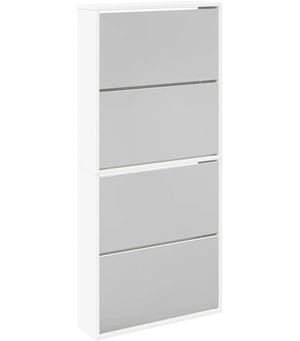 Amazon｜vidaXL シューズキャビネット 2段 ミラー付き 63x17x67cm
