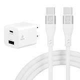 For iphone16 iphone15 タイプc 充電器ケーブル セットpd 20W PSE 認証 ACアダプター usb-c電源アダプタ usb コンセント 急速 PD QC 対応 アイホン Android アンドロイド TYPE-C コード スマホ 折畳式 電源 (ホワイト, AC充電器+Type-C to Type-C 1m)