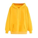 パーカー レディース トップス Glennoky 黄色い ロング丈シャツ 無地 ブラウス スウェットパーカー ゆったり ドローストリング フード付き フーデッド レディースパーカー スウェットシャツ 