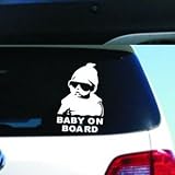 My Vision 【COOLデザイン】 車用ステッカー ジョーク 赤ちゃんがノってます (ホワイト) MV-BABYMV-WH