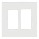 Enerlites 2-gang Screwless壁プレート、壊れない、子安全 – ホワイト、ライトアーモンド、ブラック 2 Gang ホワイト SI8832-W