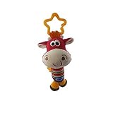 ノーブランド品 2PCS　ベルベット　ベビー　人形　牛　ハンドベル　ベビーベッド　ベビーカー　吊り　おもちゃ　ガラガラ