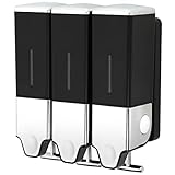 【累計10万本出荷】PREMM シャンプーディスペンサー マグネット シャンプーボトル 壁掛け (ブラック, トリプル 550ml x 3)