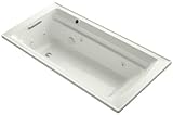 Kohler K-1124-W1-NY Archer Drop-In Whirlpool Bath Tub with Reversible Drain, Bask Heated Surface and