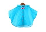 Carennac キッズ 子供 レイン コート ポンチョ 蝶ネクタイ タイプ リボン付き カワイイ (S(1-3才）90cm以下, ブルー（ポンチョ）)