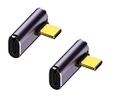 USB Type-C → Type-Cアダプタ 27W タイプC → タイプCコネクタ 急速充電 高速データ転送 USB-C i-Phone i-Pad 変換コネクタ アルミニウム合金 ミニサイズ 紛失防止 変換 アダプタ (L字Mid Elbow 2個,C→C)