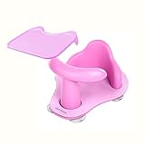 赤ちゃん・子供用多機能 バスチェア ベビーチェア お食事椅子 強力吸盤付きベイビー安全お風呂イス 食品グレード安全材料 3～36ヶ月の子供適用 【パーツ取り外し可&やわらかマット付き】 (ピンク)