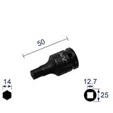 長堀工業:ナック ヘキサゴンレンチソケット ショートタイプ 差込角12.7x対辺14mm 414C 型式:414C