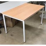 多目的 ミーティングテーブル/会議テーブル 【幅135cm ナチュラル】 スチールフレーム