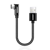 aceyoon USB C ケーブル L字 20cm 1本 タイプC ケーブル L型 0.2m 90度 垂直 急速充電 最大2.4A 高速データ伝送 ナイロン編み USB-A to USB C Cable Type-C機器対応