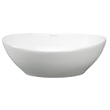 Elite洗面台ec9838磁器Vessel Oval Deepボウルシンク、ホワイト