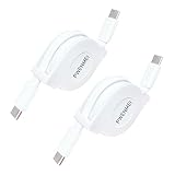 Type-C (USB-C) to Type-C (USB-C) ケーブル 【2本セット/1M】PWENMEI USB Type C 充電ケーブル 巻取り式 タイプcケーブル PD対応60W対応 急速充電 断線防止 MacBook Pro、iPad mini 6、Matebook、iPad Pro 2018、Xperia、Galaxy等Type-c機種対応 (ホワイト)