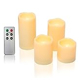 選択肢Flameless Candleピラーキャンドル防水アウトドアLEDキャンドルリモートタイマー機能付き 4 PACK